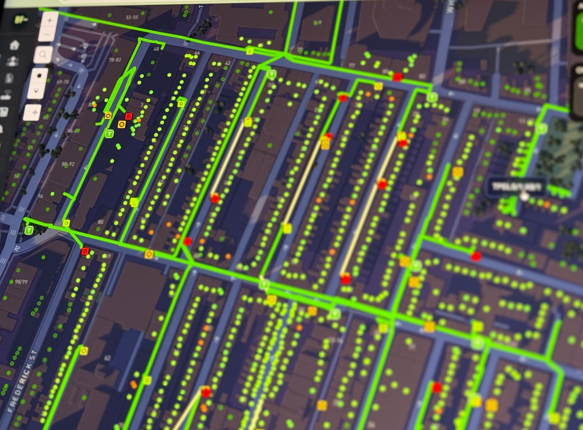 Plexus geographical network view showing routes and infrastructure beneath Brighton’s streets.